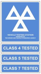 2b - MOT & Class 4, 5  & 7 Tested - 4 sign pk