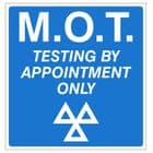 2j - H/duty MOT Testing  By Appointment Only sign
