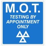 2j - H/duty MOT Testing  By Appointment Only sign