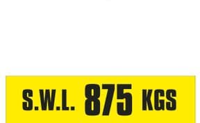 2v - SWL 875 KGS (H) label