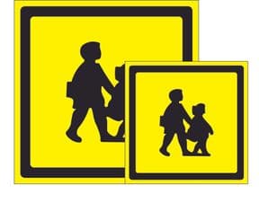 School Bus Signs - Rigid and self adhesive, Reflective and Non reflective, 2 sizes 45x45cm & 30x30cm