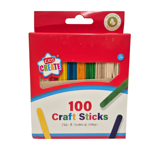 100 Craft Sticks (Coloured)