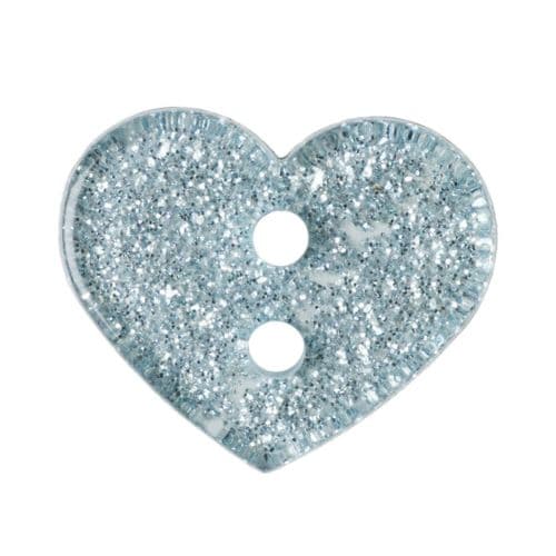 2 Hole Glitter Love Heart Button - 13mm