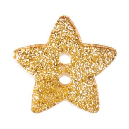 2 Hole Glitter Star Button - 18mm