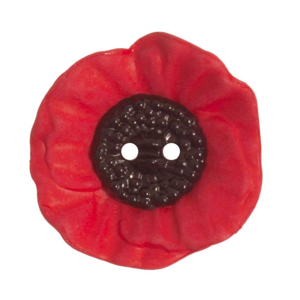 2 Hole Remembrance Day Poppy Button - 20mm LC8 2