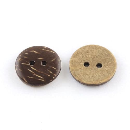 2 Hole Round Coconut Button - 15mm (LD36.6)