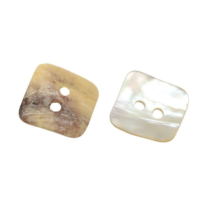 2 Hole Square Akoya Shell Button - 16mm - Natural LD33 3
