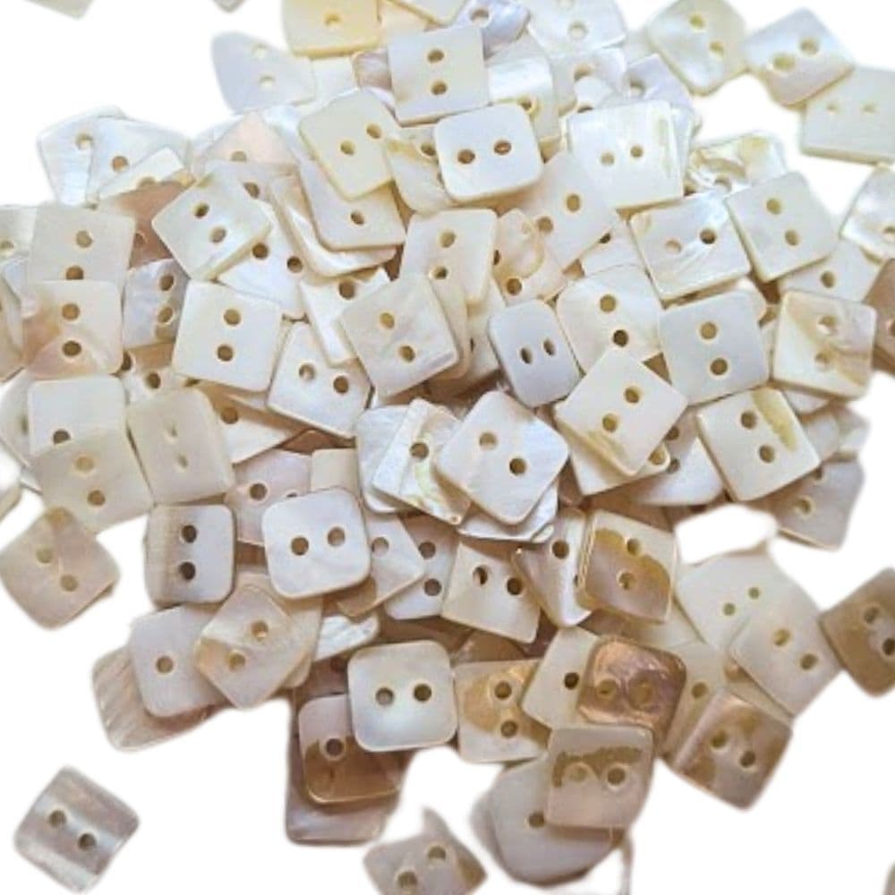 2 Hole Square Freshwater Shell Button - 12mm - Natural LB40 5