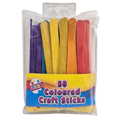 50 Coloured Craft sticks