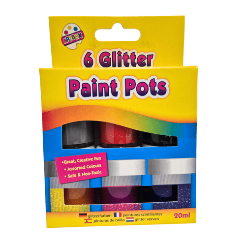 6 Glitter Craft Paint Pots