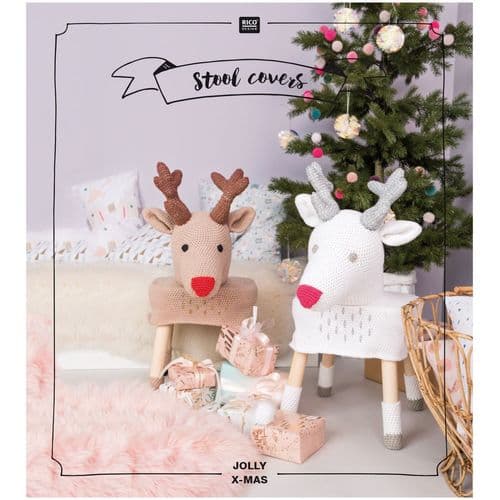 Book: Rico Design Jolly Xmas Stool Covers Crochet Booklet in Creative Cotton Aran