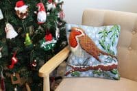 Cross Stitch Kit - Christmas Cushion Robin