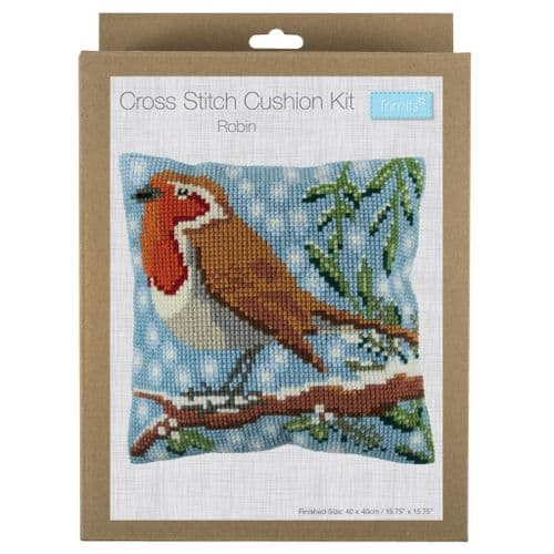 Cross Stitch Kit - Christmas Cushion Robin