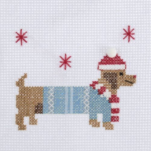 Cross Stitch Kit - Mini Festive Dachshund