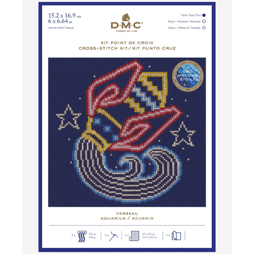DMC Aquarius Star Sign Cross Stitch/Embroidery Kit BK1860