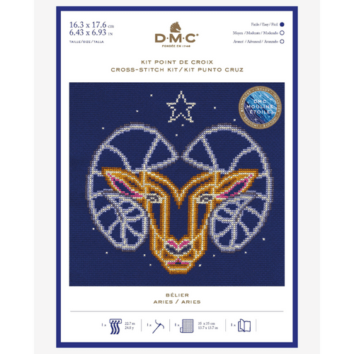 DMC Aries Star Sign Cross Stitch/Embroidery Kit BK1862