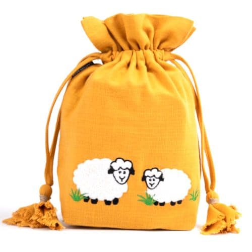 Drawstring Meadow Knitting Bag - Mustard