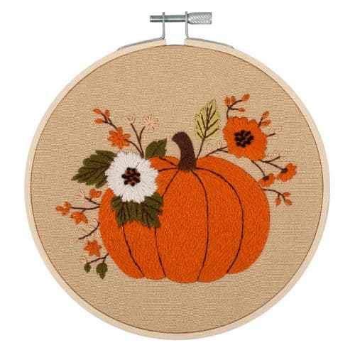 Embroidery Kit with Hoop: Pumpkin