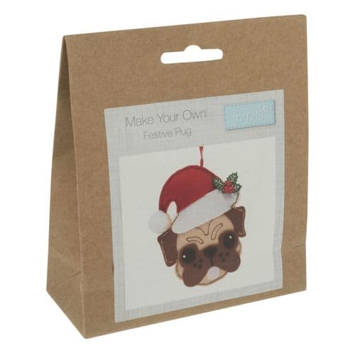 Felt Decoration Kit - Christmas Pug in Santa Hat
