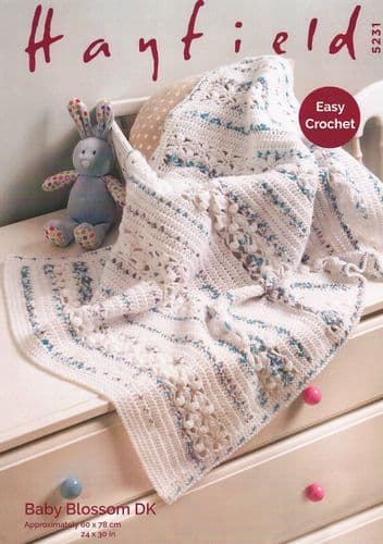 Hayfield Babies Blanket Crochet Pattern in Baby Blossom DK (5231)