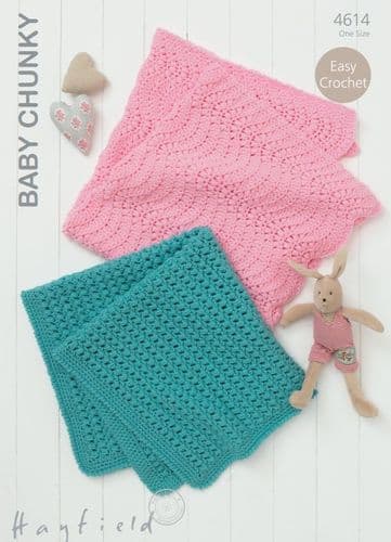 Hayfield Babies Blankets Crochet Pattern in Baby Chunky (4614P) PDF DOWNLOAD