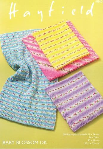 Hayfield Babies Blankets Knitting Pattern in Baby Blossom DK (4840)