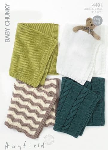 Hayfield Babies Blankets Knitting Pattern in Baby Chunky (4401P) PDF DOWNLOAD