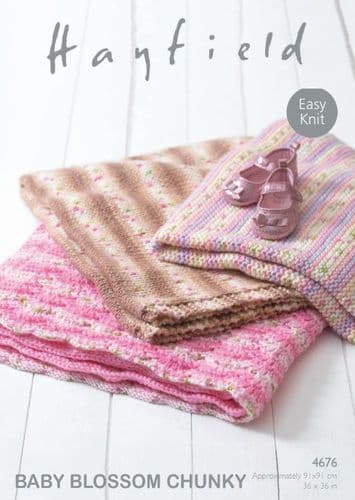 Hayfield Babies Blankets Knitting Pattern in Blossom Chunky - 4676 PDF DOWNLOAD