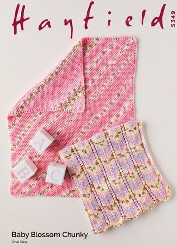 Hayfield Babies Blankets Knitting Pattern in Blossom Chunky - 5349 PDF DOWNLOAD