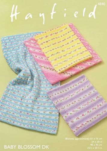 Hayfield Babies Blankets Knitting Pattern in Blossom DK - 4840 PDF DOWNLOAD