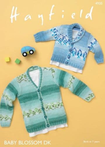 Hayfield Babies/Boys Cardigans Knitting Pattern in Blossom DK - 4935 PDF DOWNLOAD