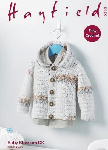 Hayfield Babies/Boys Jacket Crochet Pattern in Blossom DK - 5232 PDF DOWNLOAD