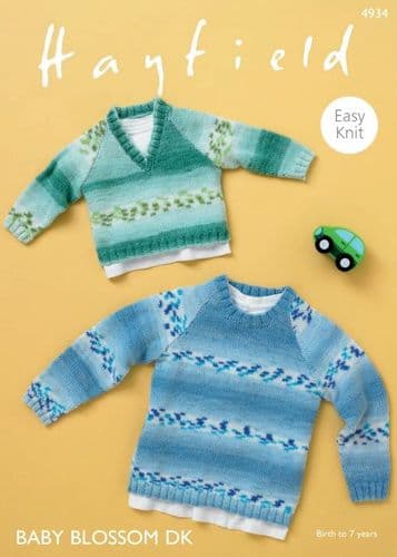 Hayfield Babies/Boys Sweaters Knitting Pattern in Blossom DK - 4934 PDF DOWNLOAD