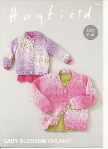 Hayfield Babies Cardigans Knitting Pattern in Baby Blossom Chunky (4677)