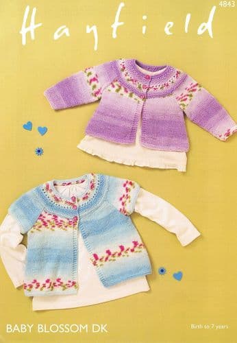 Hayfield Babies Cardigans Knitting Pattern in Baby Blossom DK (4843)