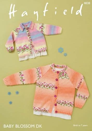 Hayfield Babies Cardigans Knitting Pattern in Blossom DK - 4838 PDF DOWNLOAD