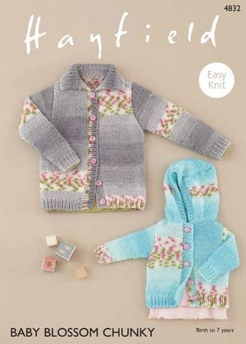 Hayfield Babies/Children's Cardigans Knitting Pattern in Blossom Chunky - 4832 PDF DOWNLOAD