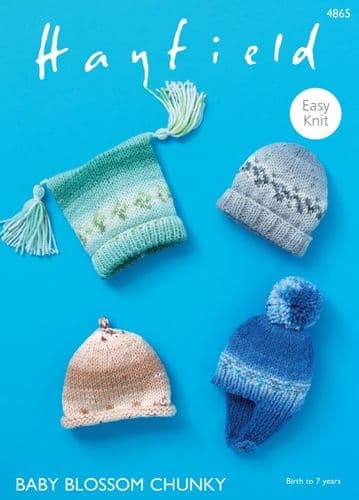 Hayfield Babies/Children's Hats Knitting Pattern in Blossom Chunky - 4865 PDF DOWNLOAD