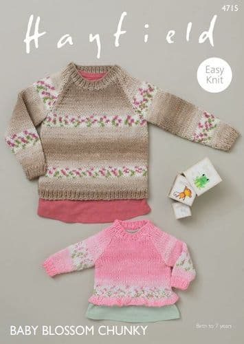 Hayfield Babies/Children's Sweaters Knitting Pattern in Blossom Chunky - 4715 PDF DOWNLOAD