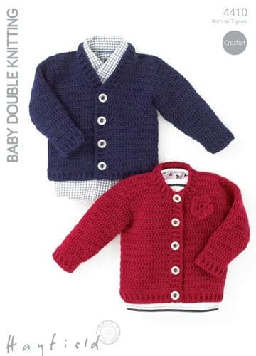 Hayfield Babies/Childrens Cardigans Crochet Pattern in Baby DK (4410P) PDF DOWNLOAD