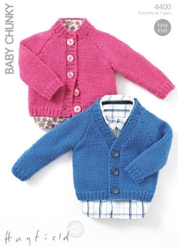 Hayfield Babies/Childrens Cardigans Knitting Pattern in Baby Chunky (4400P) PDF DOWNLOAD