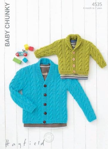 Hayfield Babies/Childrens Cardigans Knitting Pattern in Baby Chunky (4535P) PDF DOWNLOAD