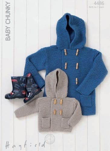 Hayfield Babies/Childrens Coats Knitting Pattern in Baby Chunky (4486P) PDF DOWNLOAD