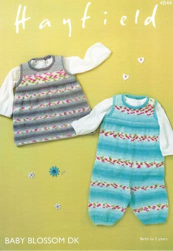 Hayfield Babies Dungarees & Pinafore Knitting Pattern in Baby Blossom DK (4844)