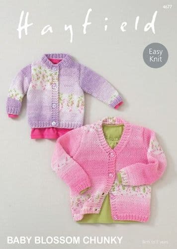 Hayfield Babies/Girls Cardigans Knitting Pattern in Blossom Chunky - 4677 PDF DOWNLOAD