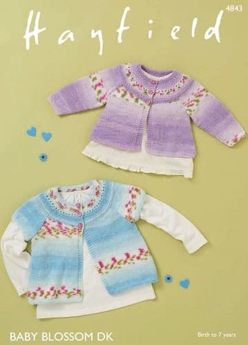 Hayfield Babies/Girls Cardigans Knitting Pattern in Blossom DK - 4843 PDF DOWNLOAD