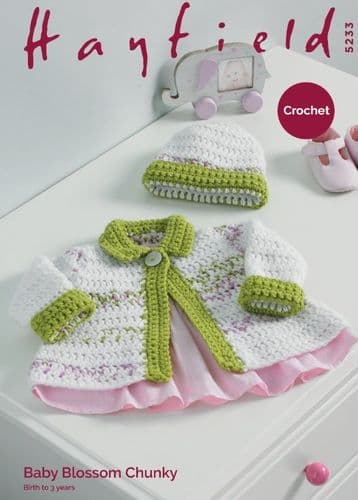 Hayfield Babies/Girls Jacket Crochet Pattern in Blossom Chunky - 5233 PDF DOWNLOAD