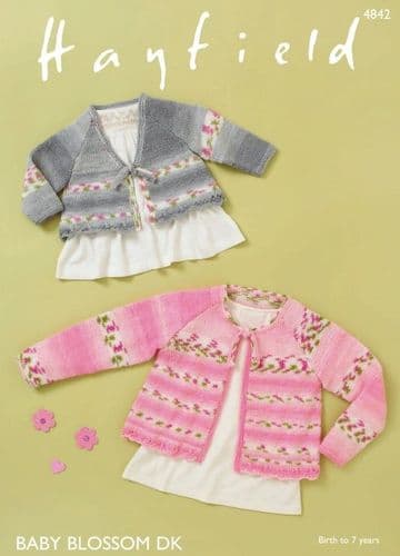 Hayfield Babies/Girls Tops Knitting Pattern in Blossom DK - 4842 PDF DOWNLOAD