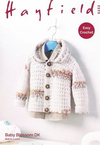 Hayfield Babies Jacket Crochet Pattern in Baby Blossom DK (5232)