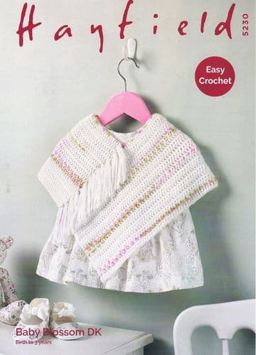 Hayfield Babies Poncho Crochet Pattern in Baby Blossom DK (5230)